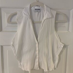 LNA White Collared Tank Top